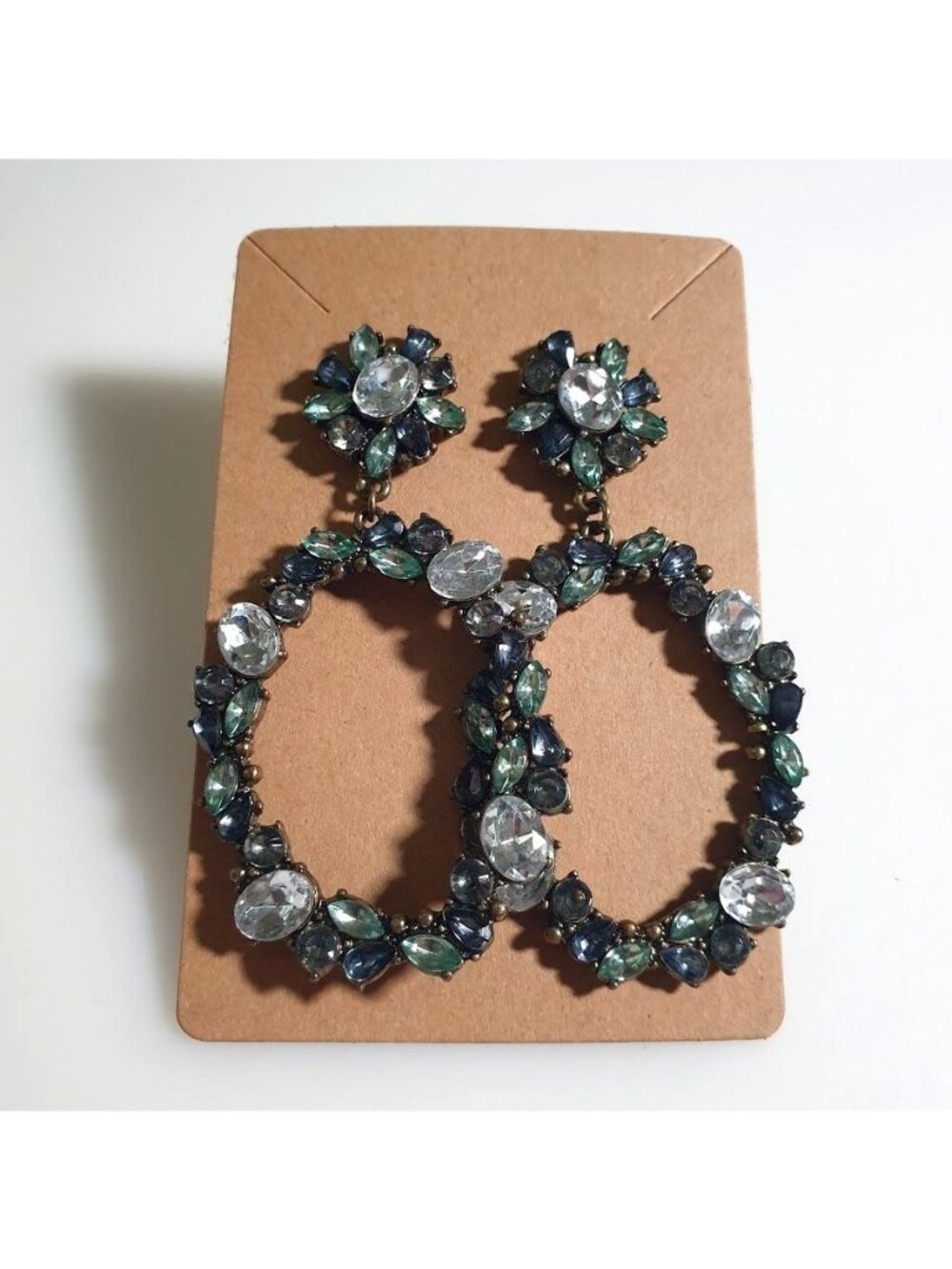 SugarFix Crystal Gemstone Cluster Hoop Earrings Bling Jewelry Boho Fancy Gift